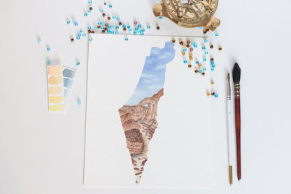 Israel Watercolor Print, Israel Painting, Timna National Park, Israel Gift Emilie Taylor Art