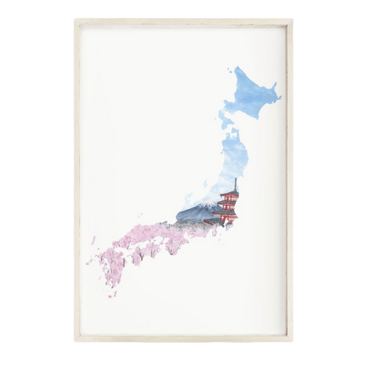 Japan Watercolor Painting, Japan Art, Mount Fuji, Japan Souvenir, Japan Country Print Emilie Taylor Art