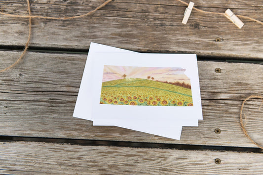 Kansas Greeting Card, Kansas Notecard, Kansas Art Souvenir, KS Greeting Card, Watercolor State Card Emilie Taylor Art
