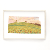 Kansas Watercolor Print, Kansas State Art, Home State Art, Kansas map art, Sunflower Field KS Emilie Taylor Art