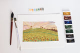 Kansas Watercolor Print, Kansas State Art, Home State Art, Kansas map art, Sunflower Field KS Emilie Taylor Art