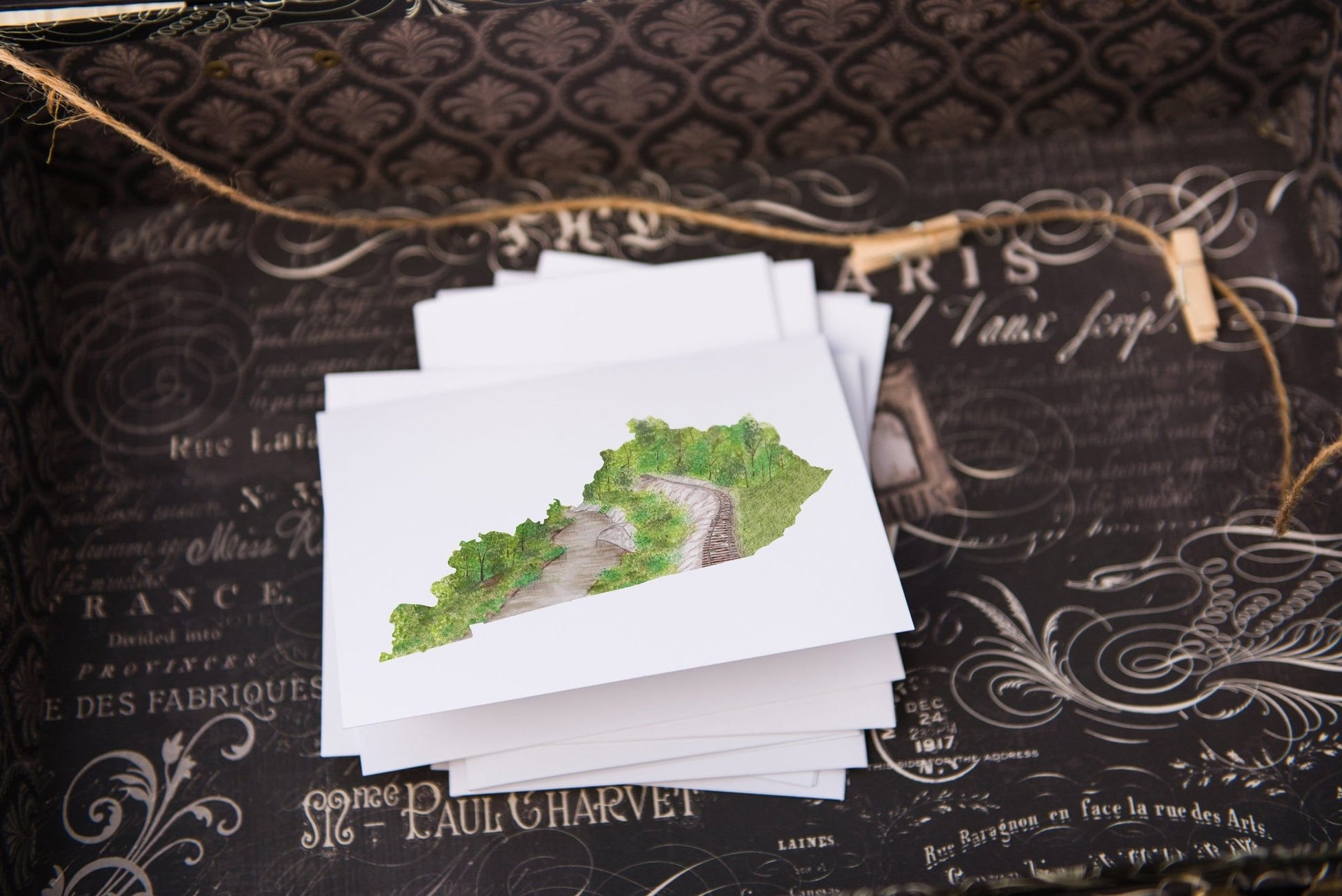 Kentucky Greeting Card, Kentucky Notecard, Kentucky Art Souvenir, KY Card, Watercolor State card Emilie Taylor Art