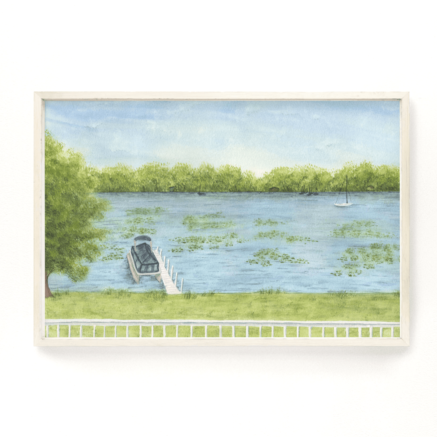 Lakeview Watercolor Painting, Lake Art, Lake home Print, Lake home Gift, Lake Home, Lake House Art Emilie Taylor Art