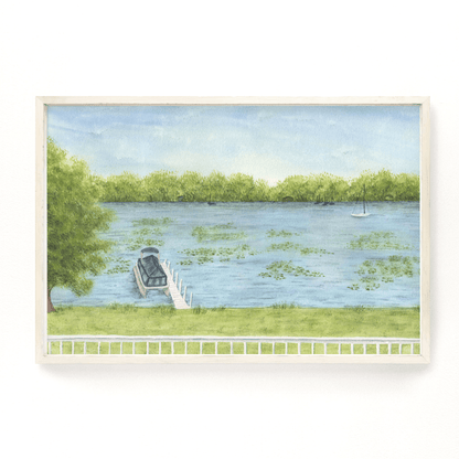 Lakeview Watercolor Painting, Lake Art, Lake home Print, Lake home Gift, Lake Home, Lake House Art Emilie Taylor Art
