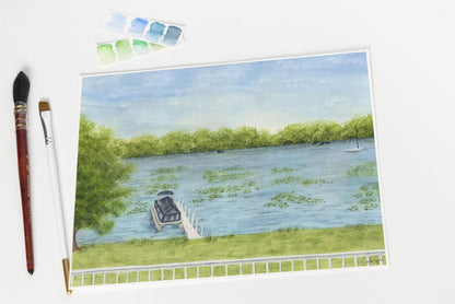 Lakeview Watercolor Painting, Lake Art, Lake home Print, Lake home Gift, Lake Home, Lake House Art Emilie Taylor Art