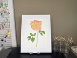 Long Stem Rose Original Painting Mated to size 11x14 Emilie Taylor Art