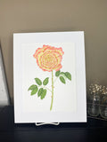 Long Stem Rose Original Painting Mated to size 11x14 Emilie Taylor Art