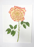 Long Stem Rose Original Painting Mated to size 11x14 Emilie Taylor Art