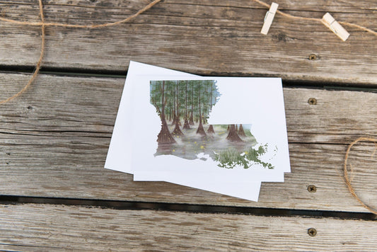 Louisiana Greeting Card, Louisiana Notecard, LA Greeting Card, Watercolor state card, LA card art Emilie Taylor Art