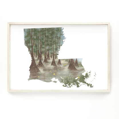 Louisiana Watercolor Print, Louisiana Painting, Louisiana Art Print, Louisiana State Gift Emilie Taylor Art
