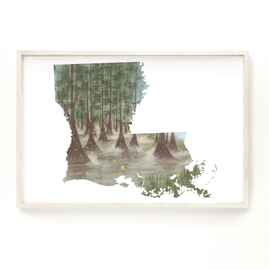 Louisiana Watercolor Print, Louisiana Painting, Louisiana Art Print, Louisiana State Gift Emilie Taylor Art