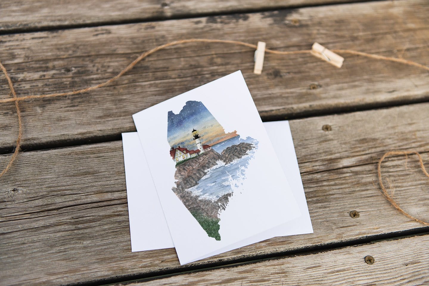 Maine Greeting Card, Maine Notecard, Maine Art Souvenir, ME Greeting Card, Maine Lighthouse card Emilie Taylor Art