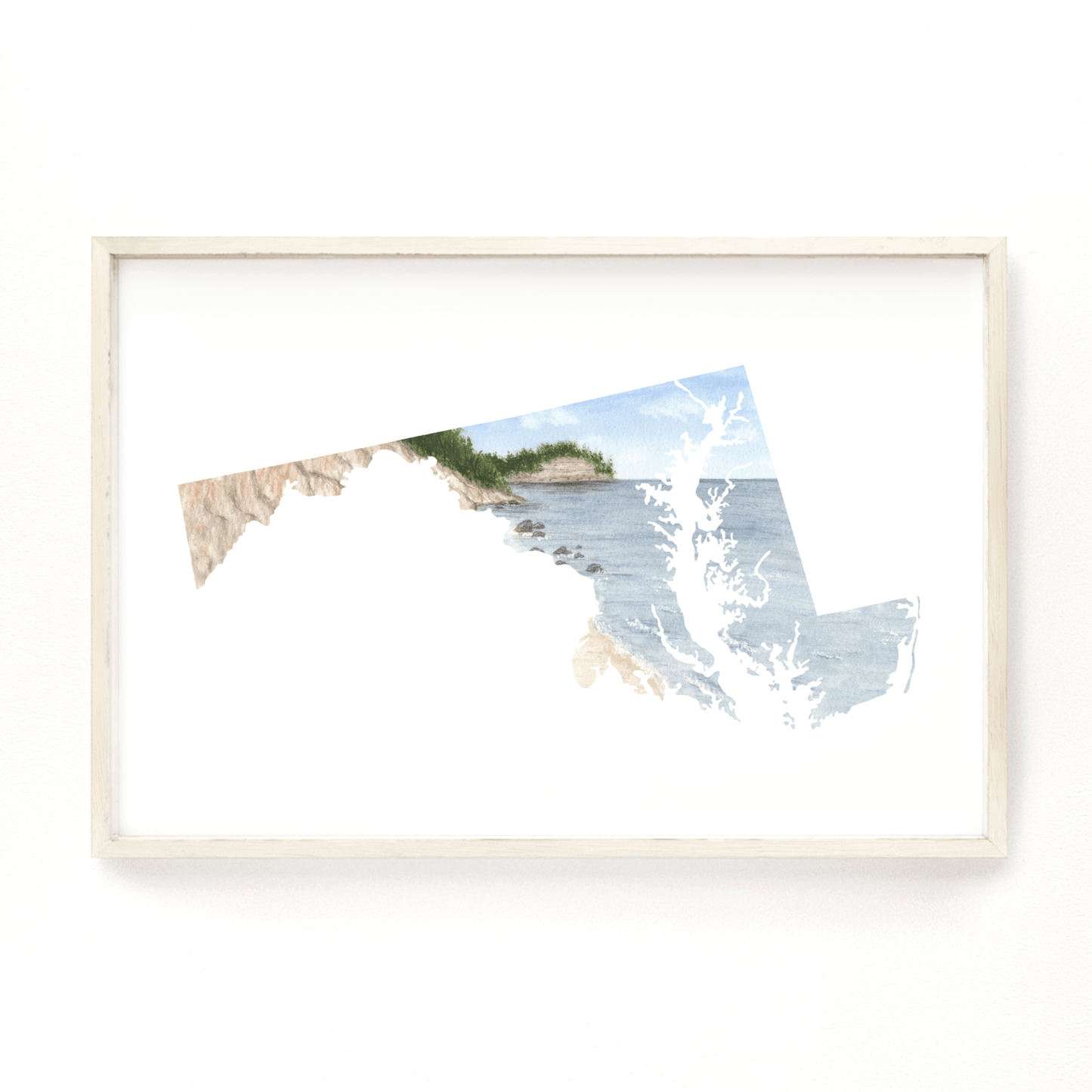Maryland Watercolor Print, Maryland State Art, Maryland Painting, Maryland Map, Maryland State Gift Emilie Taylor Art