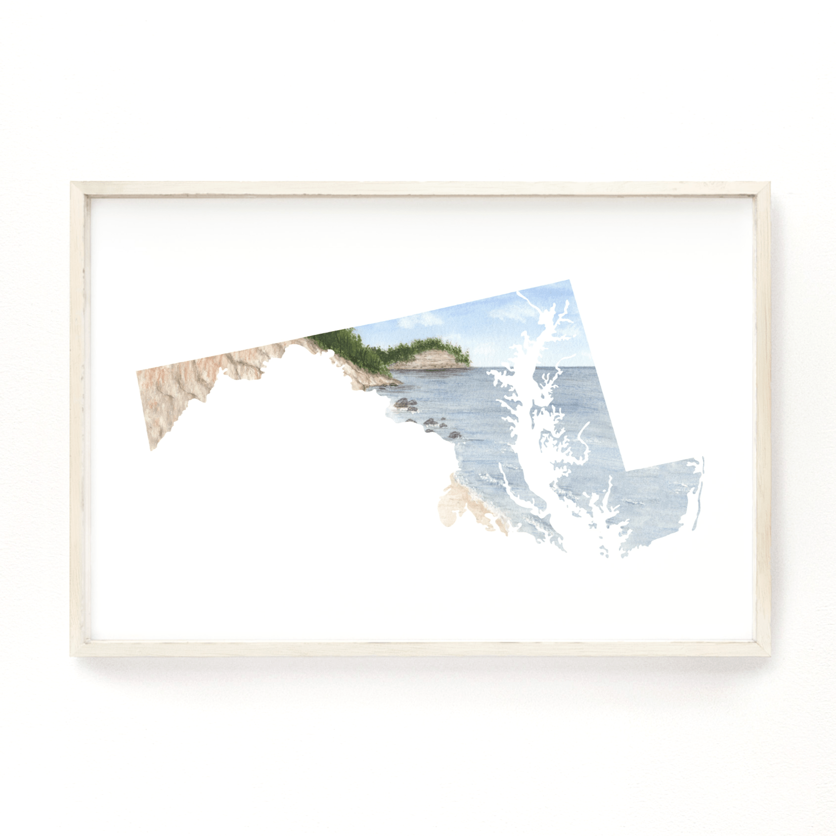 Maryland Watercolor Print, Maryland State Art, Maryland Painting, Maryland Map, Maryland State Gift Emilie Taylor Art