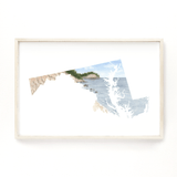 Maryland Watercolor Print, Maryland State Art, Maryland Painting, Maryland Map, Maryland State Gift Emilie Taylor Art