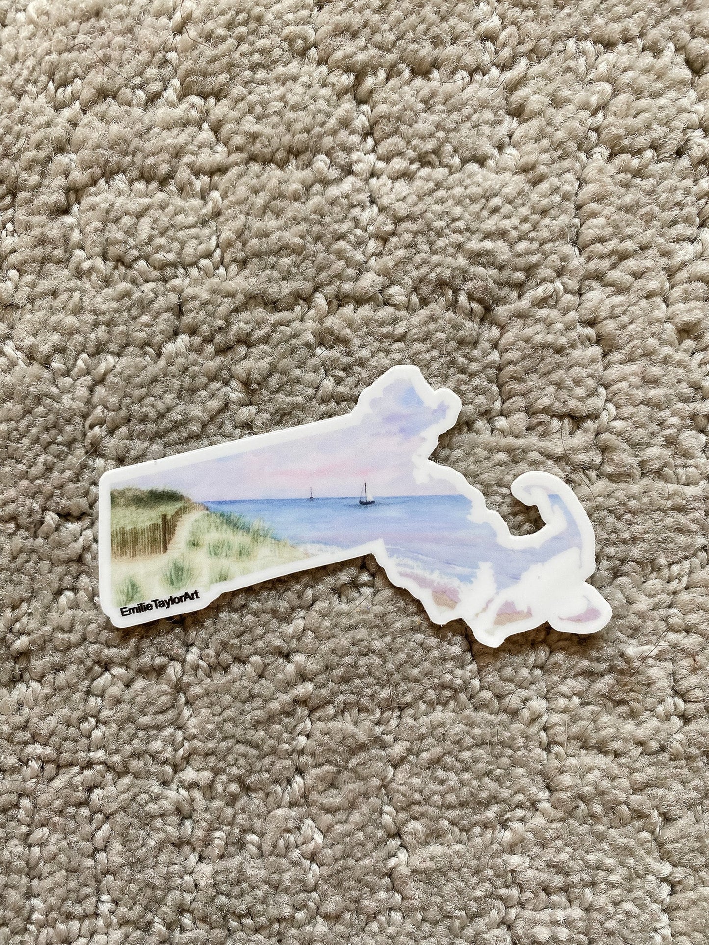 Massachusetts Decal, Watercolor Massachusetts Sticker, MA Car Decal, State Decal, State Sticker, Thermos Decal, Waterproof MA Decal Emilie Taylor Art
