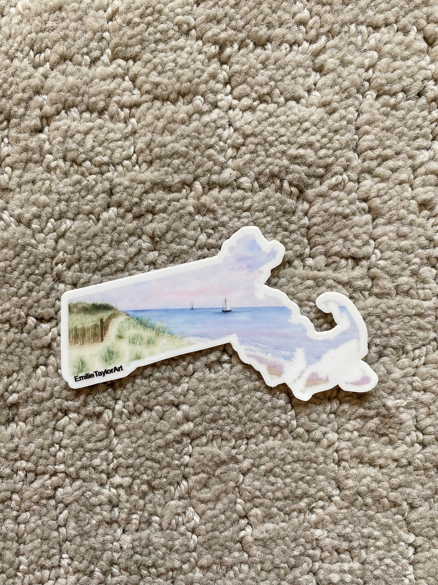 Massachusetts Decal, Watercolor Massachusetts Sticker, MA Car Decal, State Decal, State Sticker, Thermos Decal, Waterproof MA Decal Emilie Taylor Art