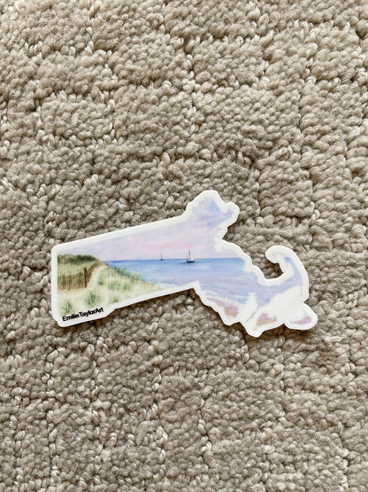 Massachusetts Decal, Watercolor Massachusetts Sticker, MA Car Decal, State Decal, State Sticker, Thermos Decal, Waterproof MA Decal Emilie Taylor Art