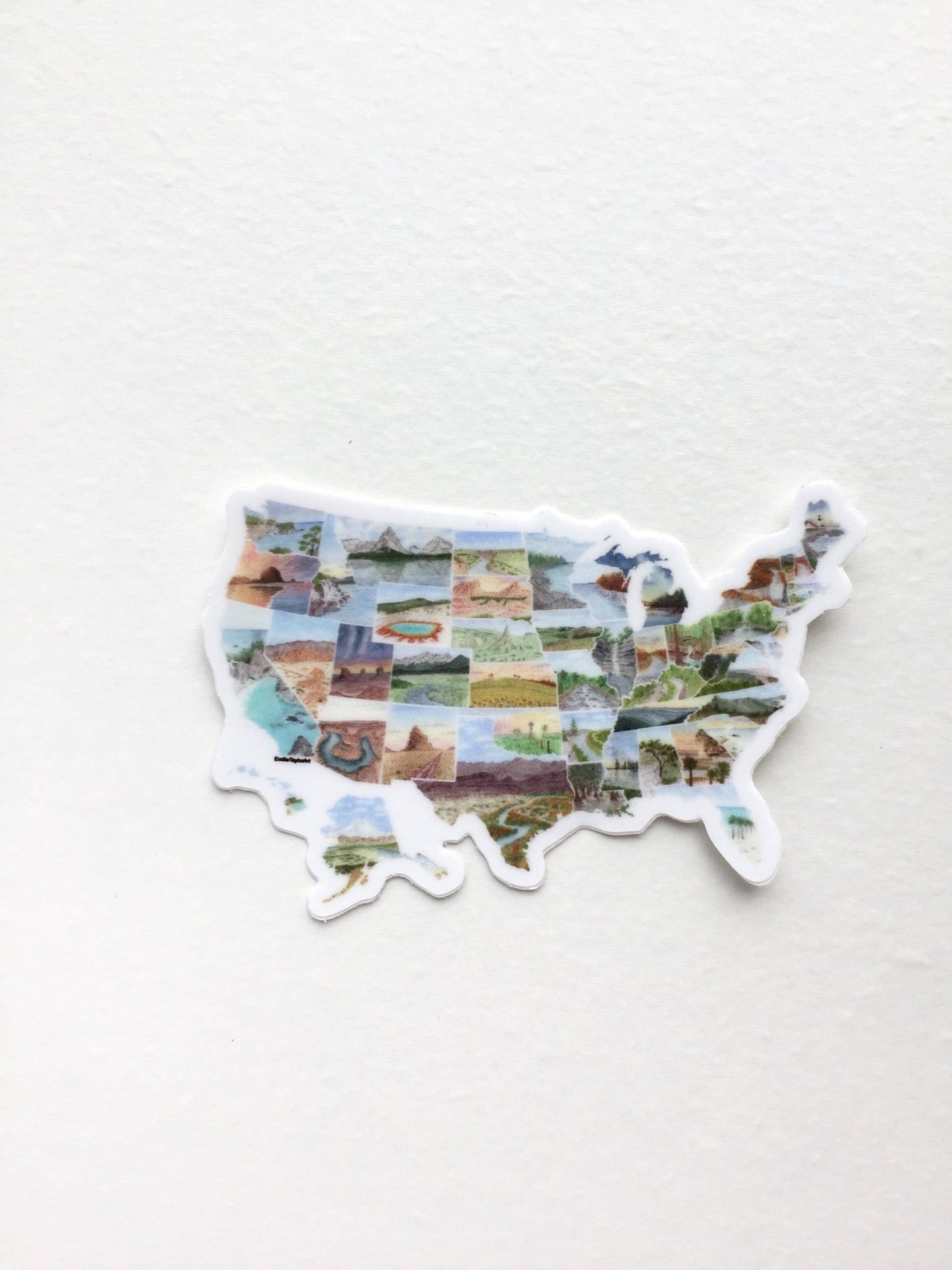 Mini USA Map Decal, Watercolor US Sticker, United States Car Decal, US Map Decal, State Sticker Emilie Taylor Art