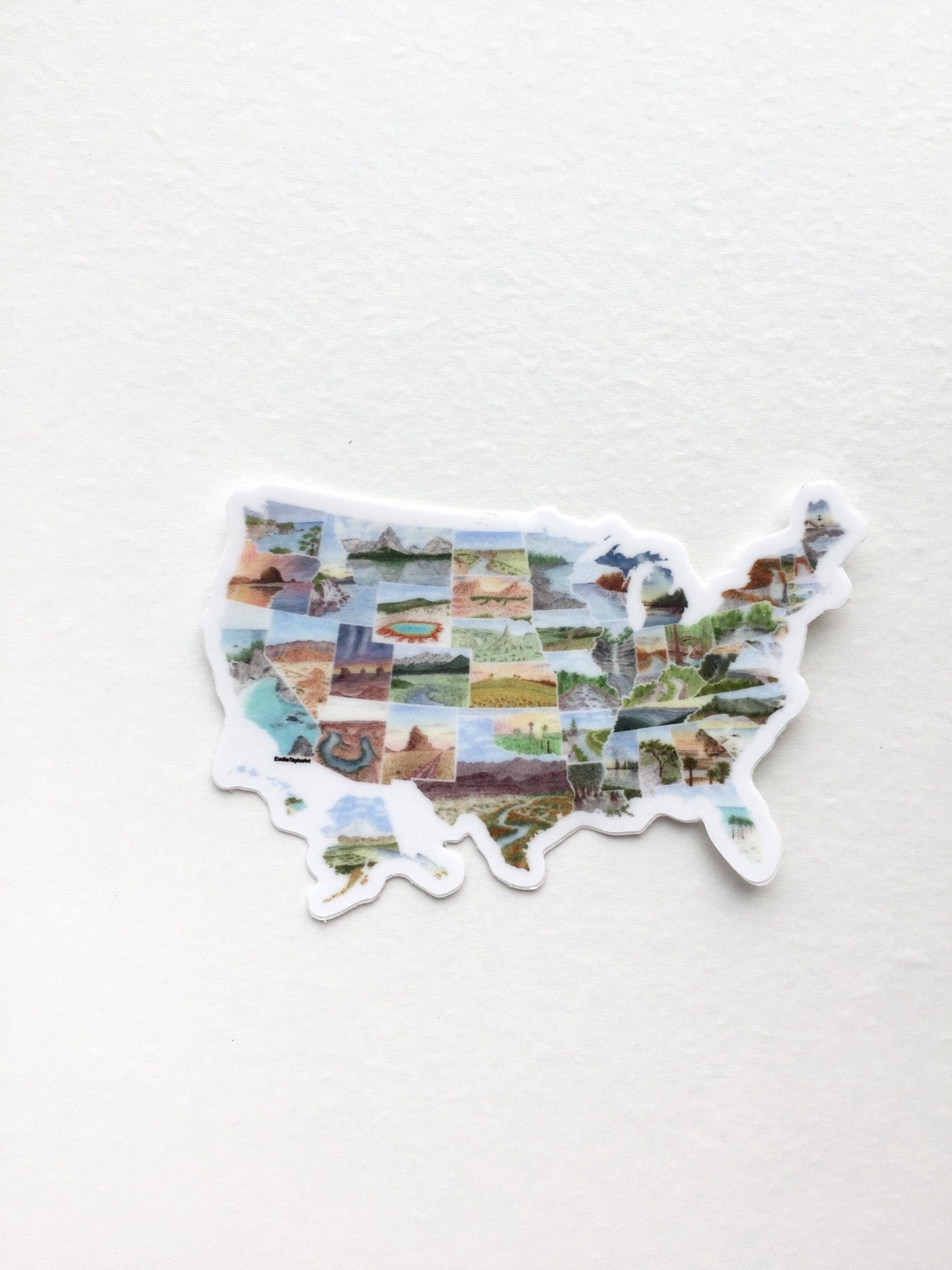 Mini USA Map Decal, Watercolor US Sticker, United States Car Decal, US Map Decal, State Sticker Emilie Taylor Art