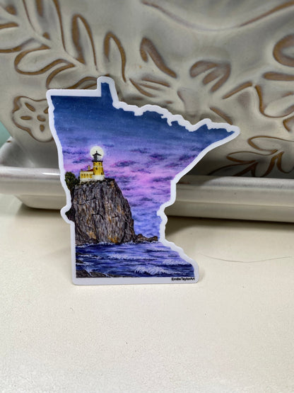Minnesota Decal, Split Rock Lighthouse Sticker, MN Car Decal Emilie Taylor Art