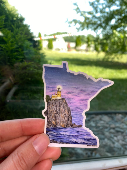 Minnesota Decal, Split Rock Lighthouse Sticker, MN Car Decal Emilie Taylor Art