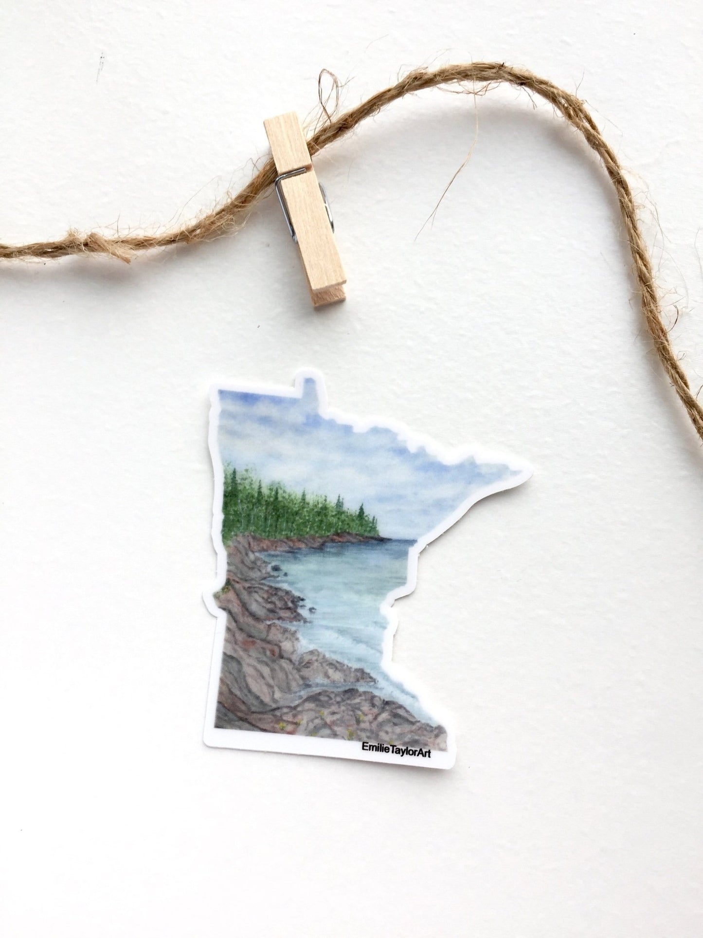 Minnesota Decal, Watercolor Minnesota Sticker, MN Car Decal, North Shore MN, Waterproof MN Decal Emilie Taylor Art