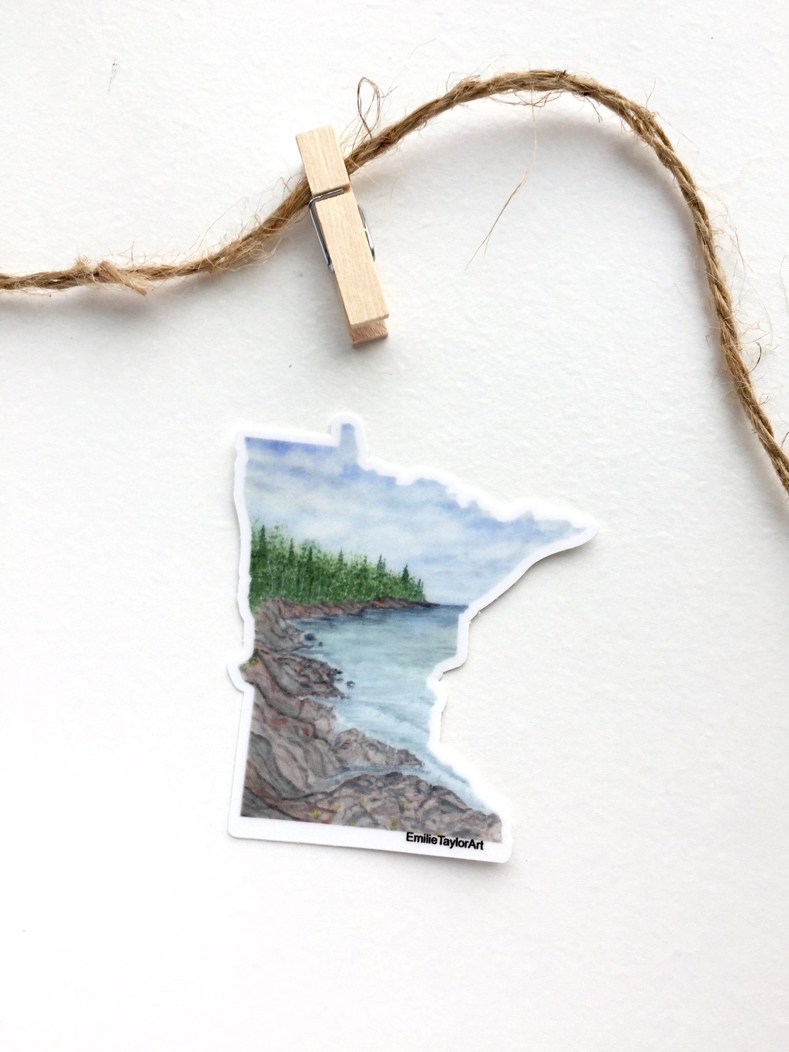 Minnesota Decal, Watercolor Minnesota Sticker, MN Car Decal, North Shore MN, Waterproof MN Decal Emilie Taylor Art
