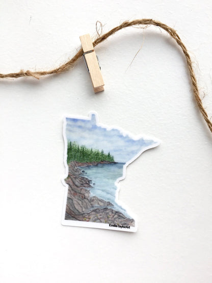 Minnesota Decal, Watercolor Minnesota Sticker, MN Car Decal, North Shore MN, Waterproof MN Decal Emilie Taylor Art