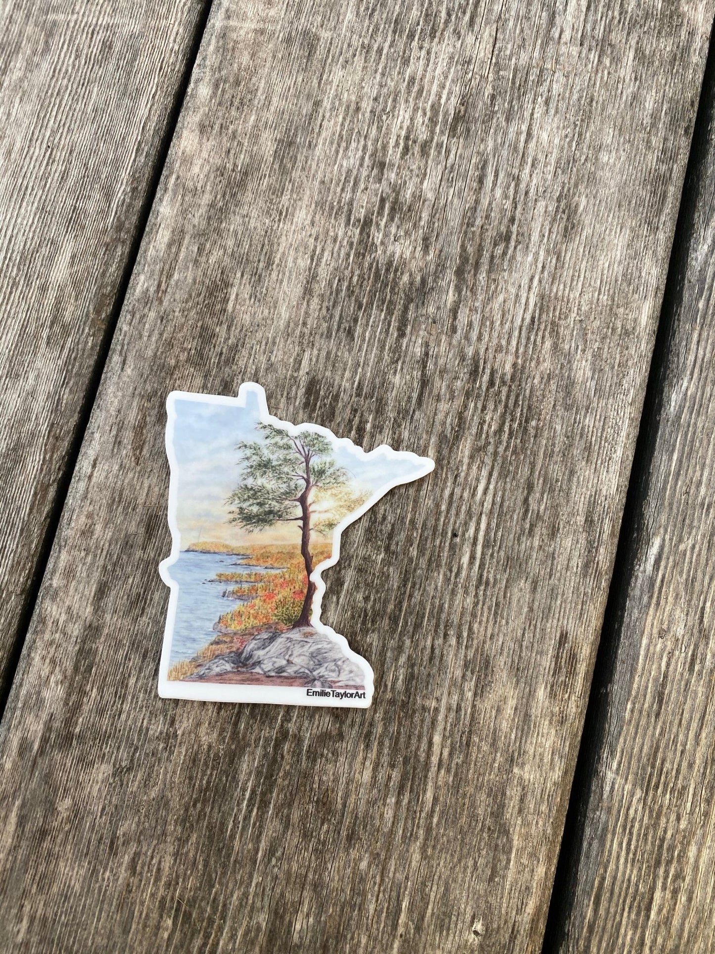 Minnesota Fall Decal, Watercolor Minnesota Sticker, North Shore MN, Tettegouche Emilie Taylor Art
