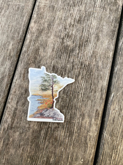 Minnesota Fall Decal, Watercolor Minnesota Sticker, North Shore MN, Tettegouche Emilie Taylor Art