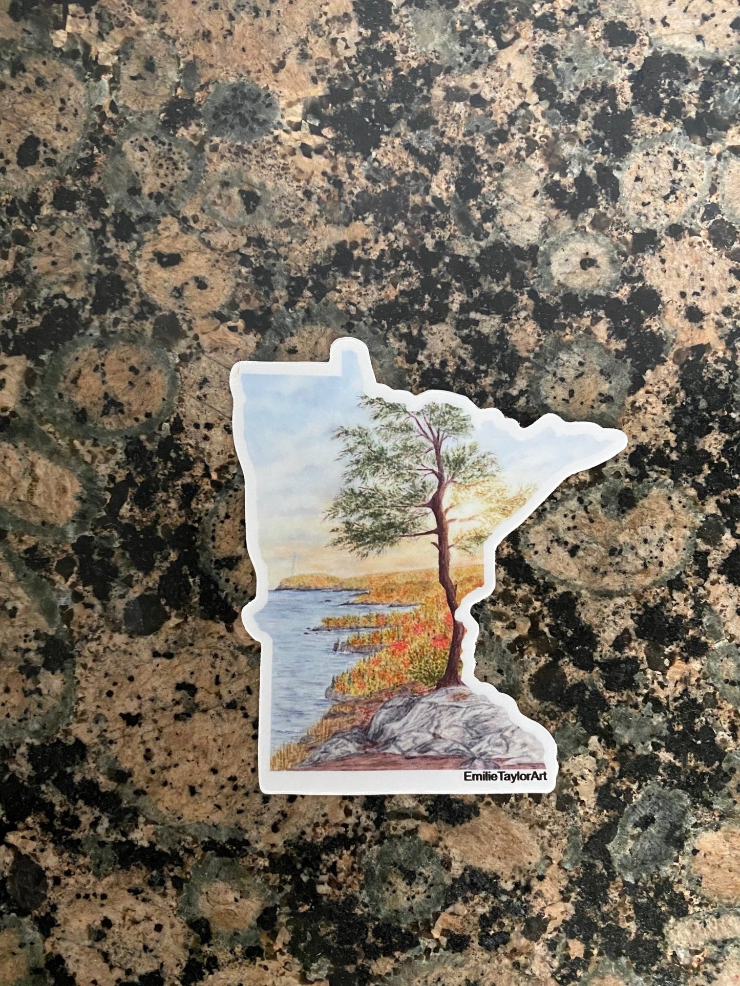 Minnesota Fall Decal, Watercolor Minnesota Sticker, North Shore MN, Tettegouche Emilie Taylor Art