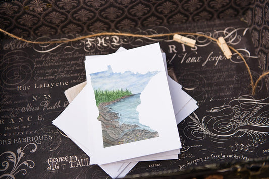 Minnesota Greeting Card, Watercolor State Card, Minnesota Souvenir, Minnesota Gift, State Souvenir Emilie Taylor Art