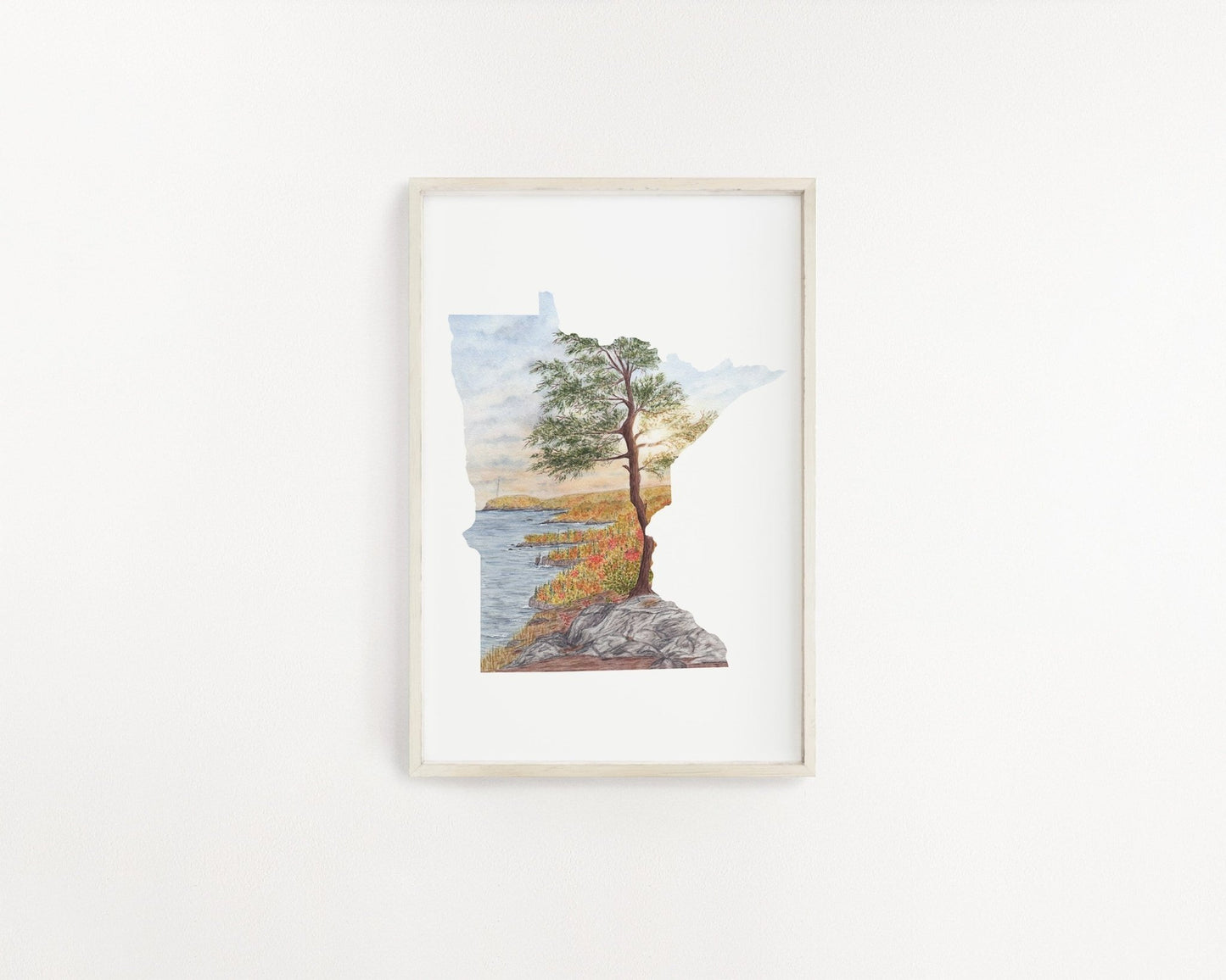 Minnesota Watercolor Painting, Minneapolis City Art, Minnesota City print Emilie Taylor Art