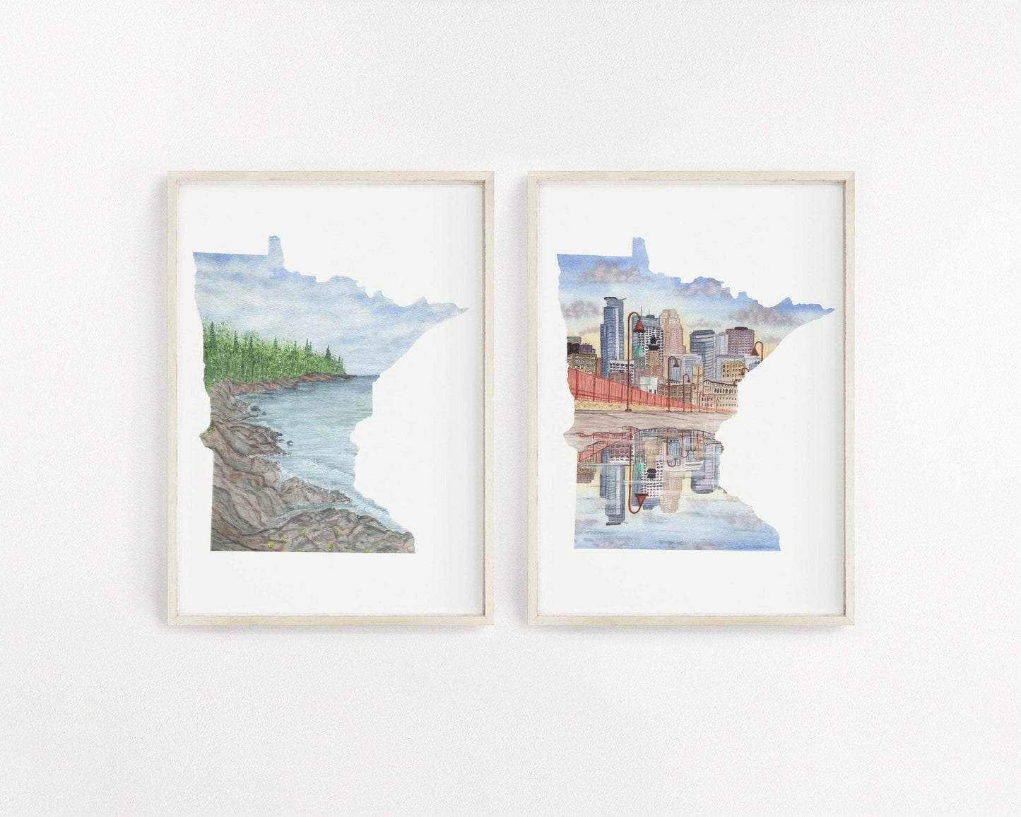 Minnesota Watercolor Painting, Minneapolis City Art, Minnesota City print Emilie Taylor Art