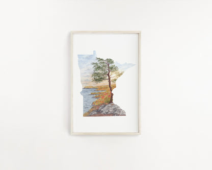 Minnesota Watercolor Painting, MN Split Rock, Minnesota State, Split Rock Lighthouse Emilie Taylor Art