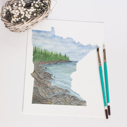 Minnesota Watercolor Painting, Voyageurs National Park Art, Voyageurs Souvenir Print Emilie Taylor Art