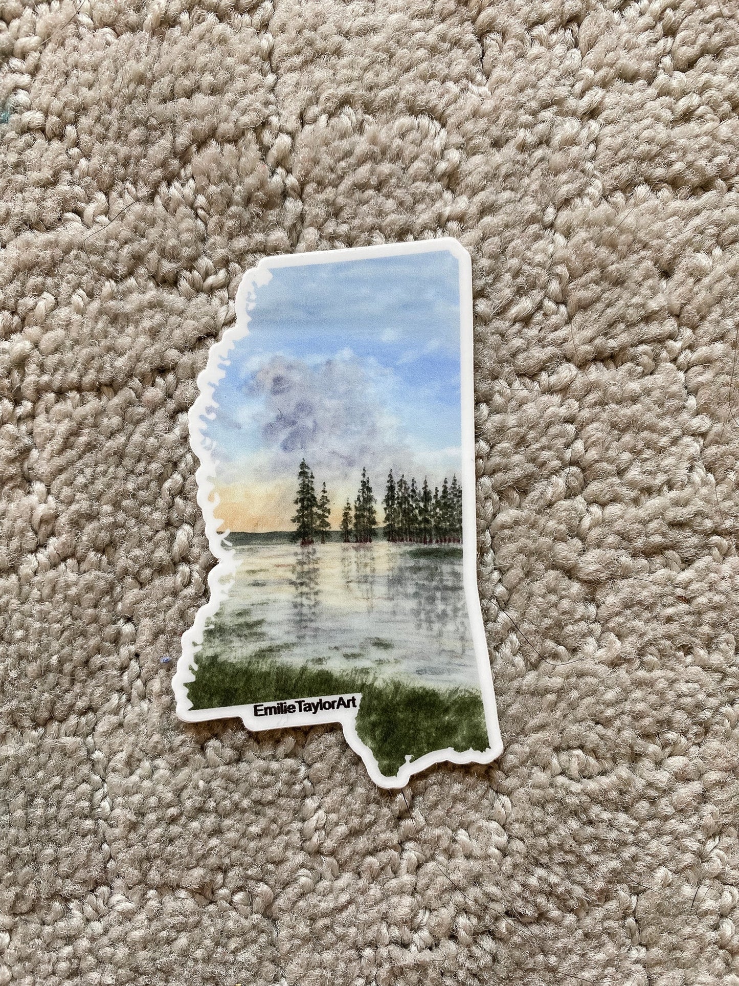 Mississippi Decal, Watercolor Mississippi Sticker, MS Car Decal, State Decal, State Sticker, Thermos Decal, Waterproof Mississippi Decal Emilie Taylor Art