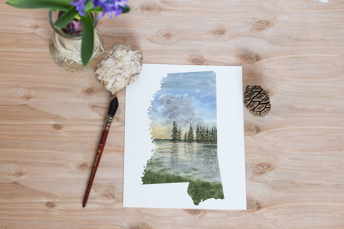 Mississippi Watercolor Painting, Mississippi State Art, Mississippi Travel Gift, Mississippi Art Emilie Taylor Art
