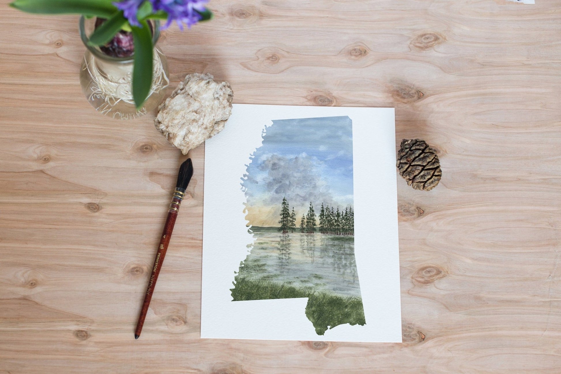 Mississippi Watercolor Painting, Mississippi State Art, Mississippi Travel Gift, Mississippi Art Emilie Taylor Art
