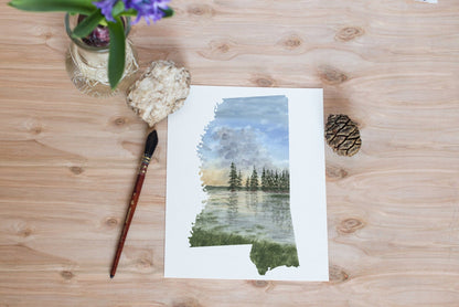Mississippi Watercolor Painting, Mississippi State Art, Mississippi Travel Gift, Mississippi Art Emilie Taylor Art