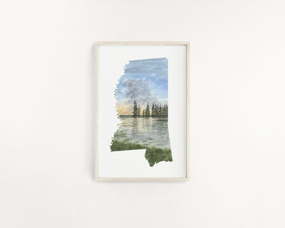 Mississippi Watercolor Painting, Mississippi State Art, Mississippi Travel Gift, Mississippi Art Emilie Taylor Art