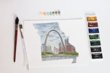 Missouri Watercolor Painting, Gateway Arch National Park Emilie Taylor Art