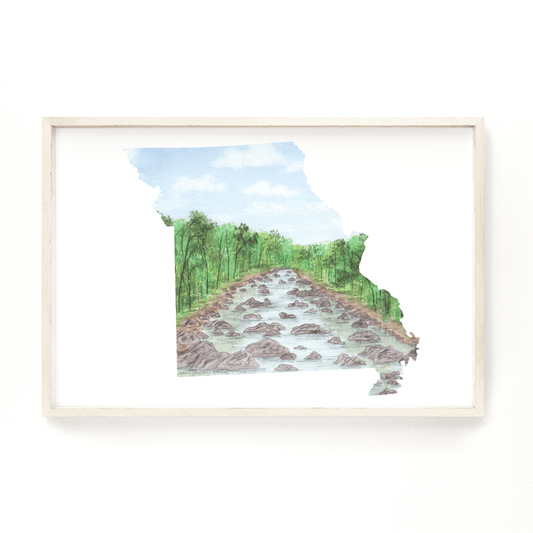 Missouri Watercolor Painting, Missouri State Art, Home State Print, Missouri Gift, Missouri Print Emilie Taylor Art