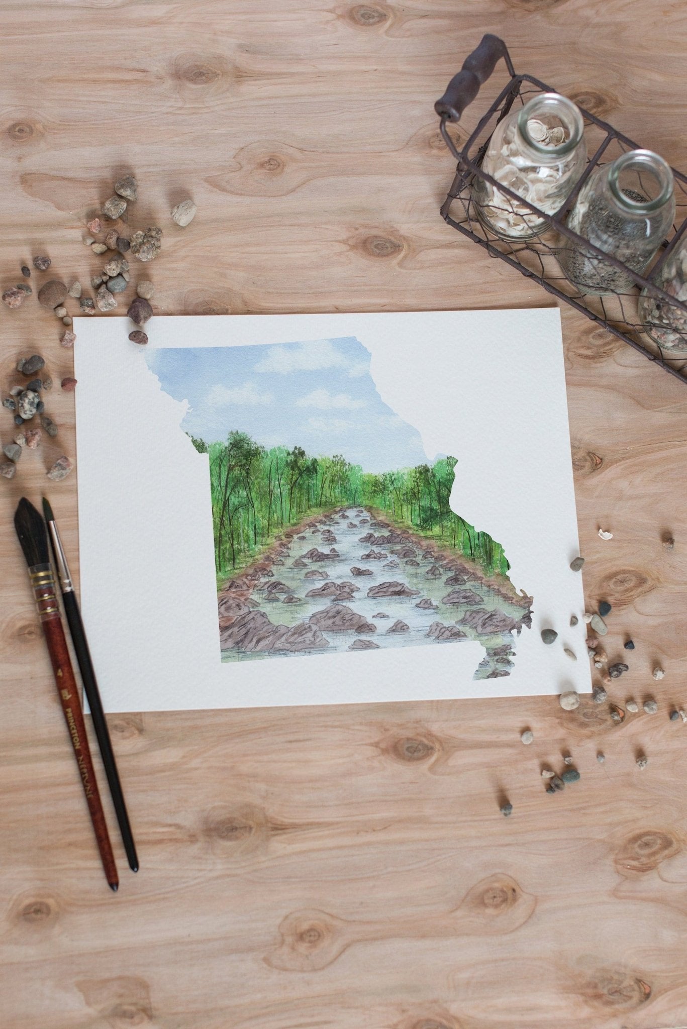 Missouri Watercolor Painting, Missouri State Art, Home State Print, Missouri Gift, Missouri Print Emilie Taylor Art