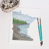 Minnesota Watercolor Painting, Tettegouche State Park Art MN North Shore Decor, Minnesota print