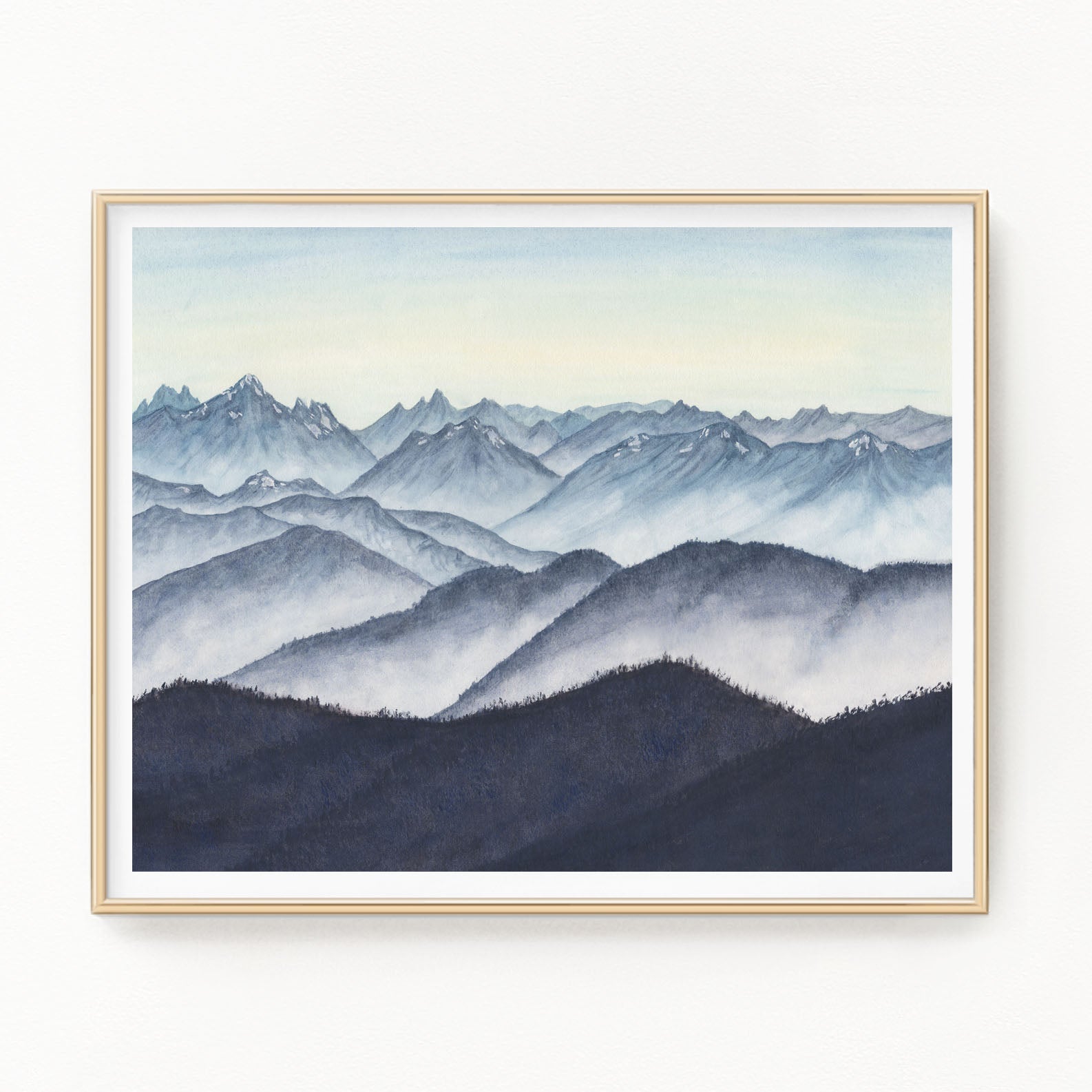 Monochromatic Cascades Limited Edition Watercolor Painting Emilie Taylor Art