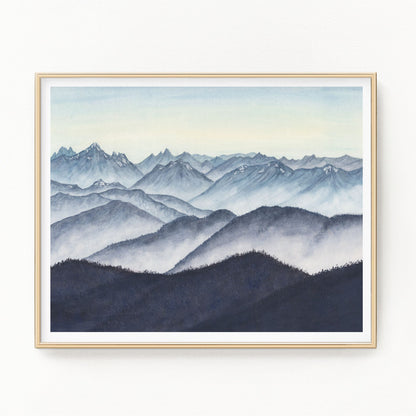 Monochromatic Cascades Limited Edition Watercolor Painting Emilie Taylor Art
