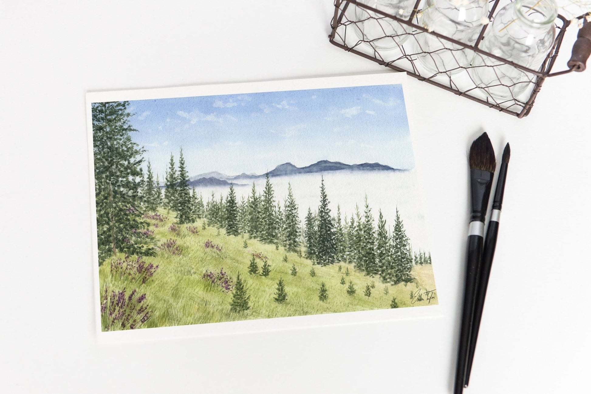 Mountains of Washington Watercolor Painting, Washington Art Print, Olympic National Park Art Emilie Taylor Art