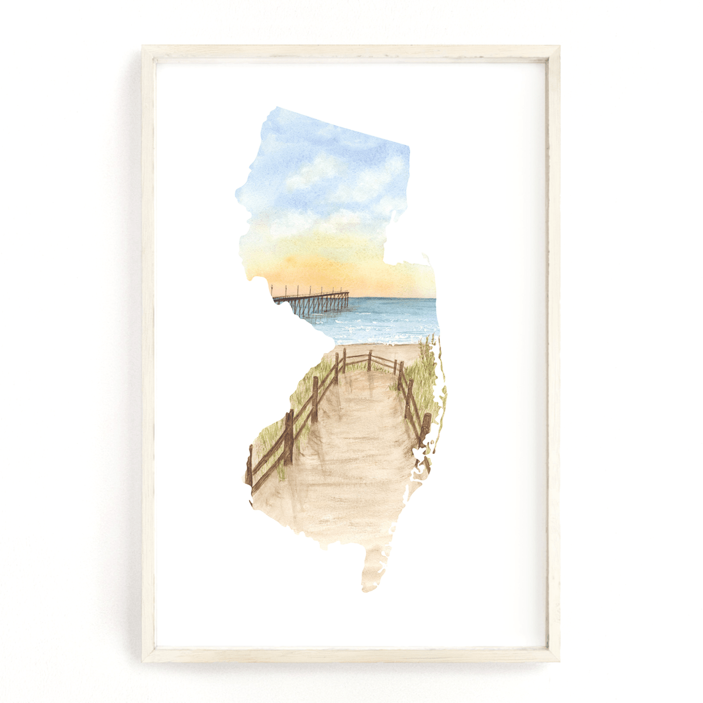 New Jersey Watercolor Print, New Jersey State Art, Home State, New Jersey Print, Jersey Shore NJ Emilie Taylor Art
